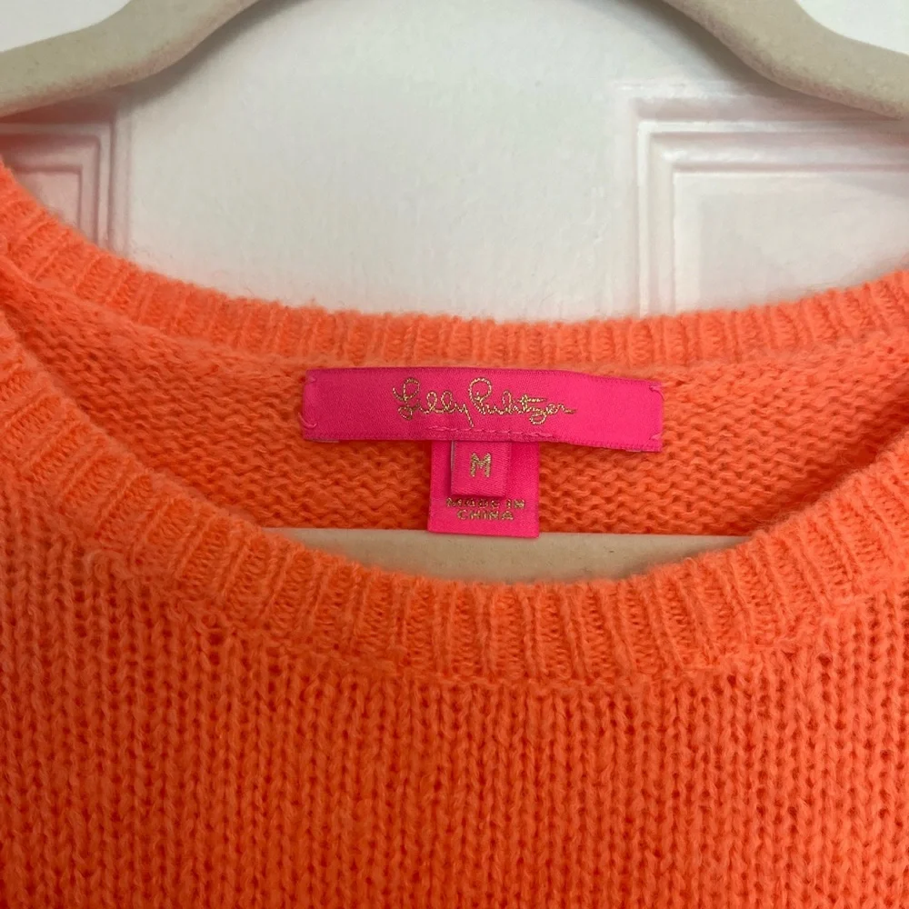 NWT Lilly Pulitzer Coral Orange Ruffle Scoop Neck Sweater - Picture 4 of 6